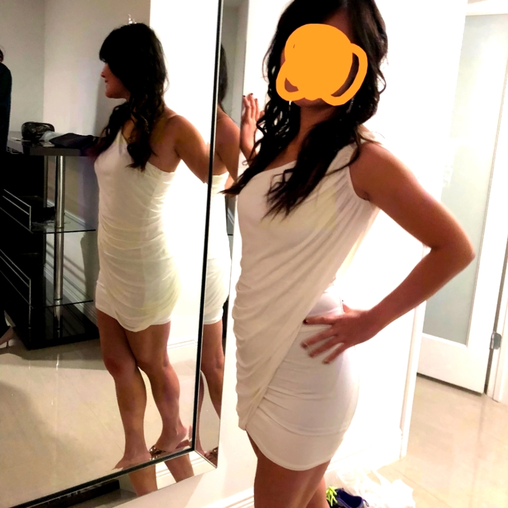 BCBG one shoulder goddess dress